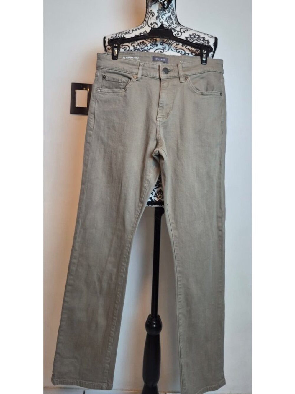 DL1961 Men's 29x30 Russell Slim Straight Jeans Cedarwood Olive Green Stretch